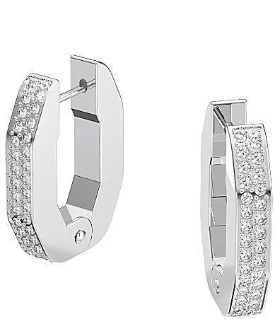 Swarovski Dextera Silver Octagonal Crystal Hoop Earrings Product Image