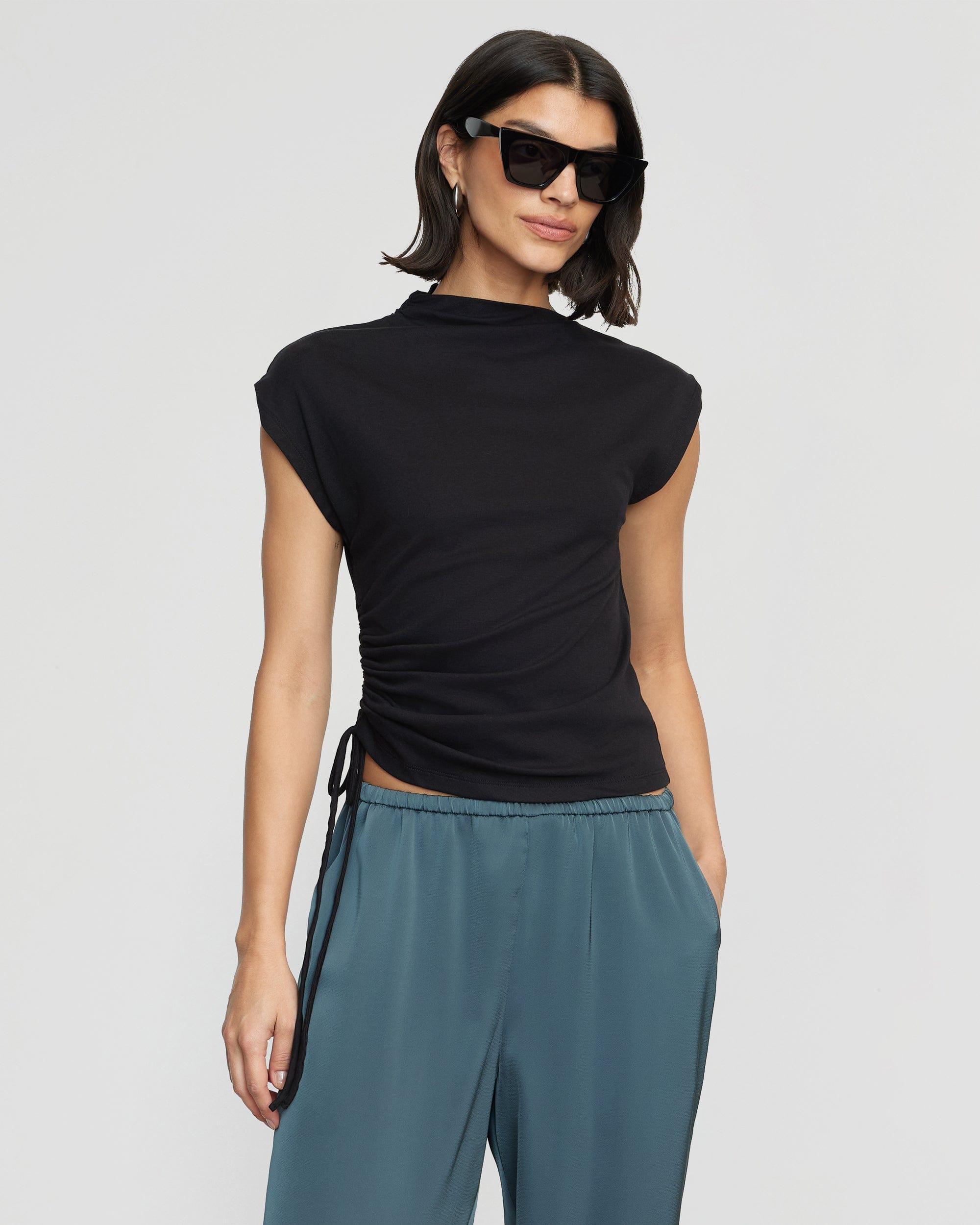 Jocelyn Asymmetric Ruched-Side Tee Product Image