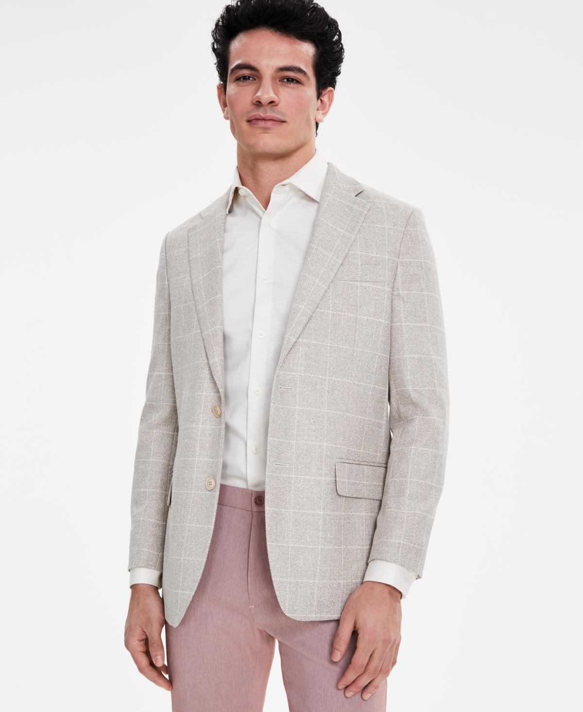 Tommy Hilfiger Mens Modern-Fit Windowpane Sport Coat - Tan Product Image