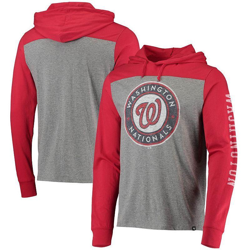 Men's '47 Heathered Gray/Red Washington Nationals Franklin Wooster Pullover Hoodie Product Image