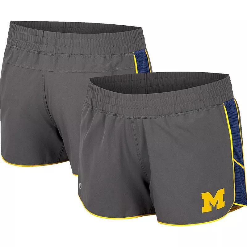 Womens Colosseum Gray Michigan Wolverines Pull The Switch Running Shorts Product Image