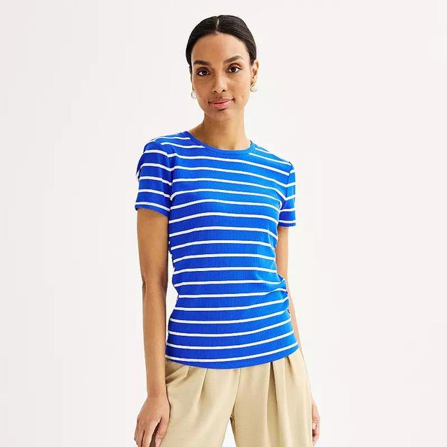 Womens Nine West Fitted Ribbed Crewneck Top Product Image