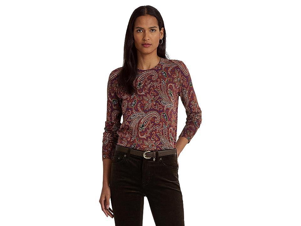 LAUREN Ralph Lauren Petite Paisley Cotton-Blend Sweater (Multi) Women's Sweater Product Image