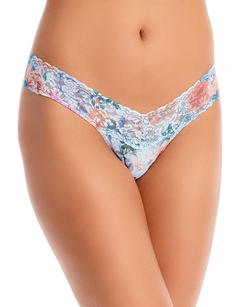 Printed Low-Rise Signature Lace Thong Product Image