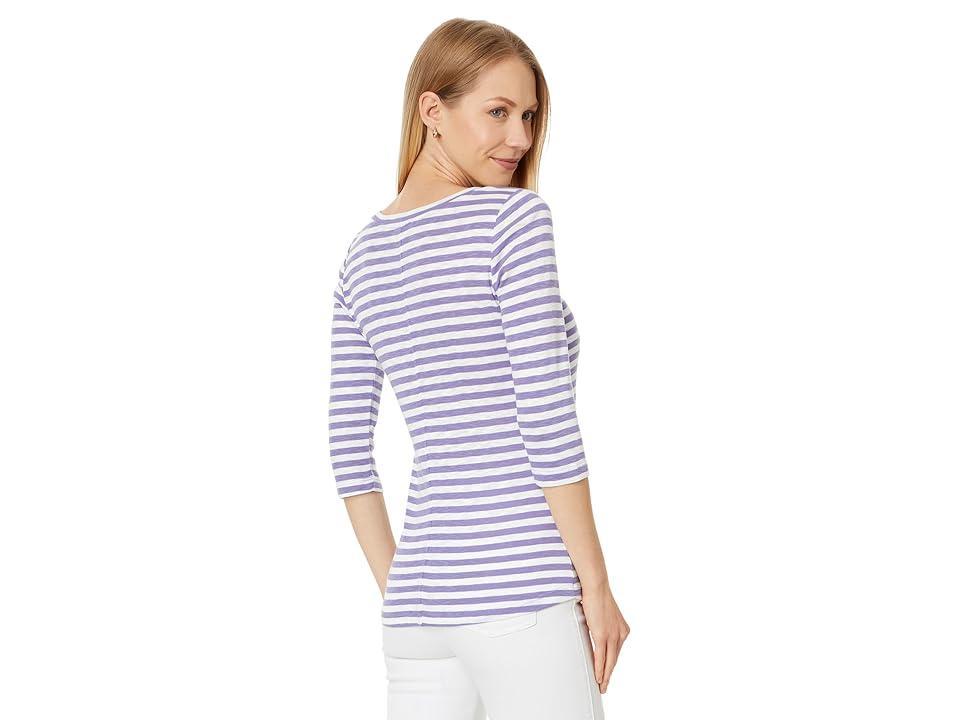 NIC+ZOE 3/4 Sleeve Stripe Boat Tee Multi) Women's T Shirt Product Image