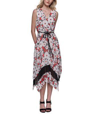 Women's Floral Crinkle-Chiffon Midi Dress Product Image