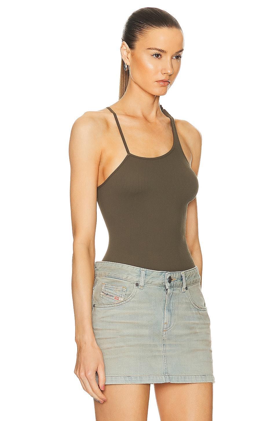 Andreadamo Ribbed Jersey Tank Top in Olive Product Image