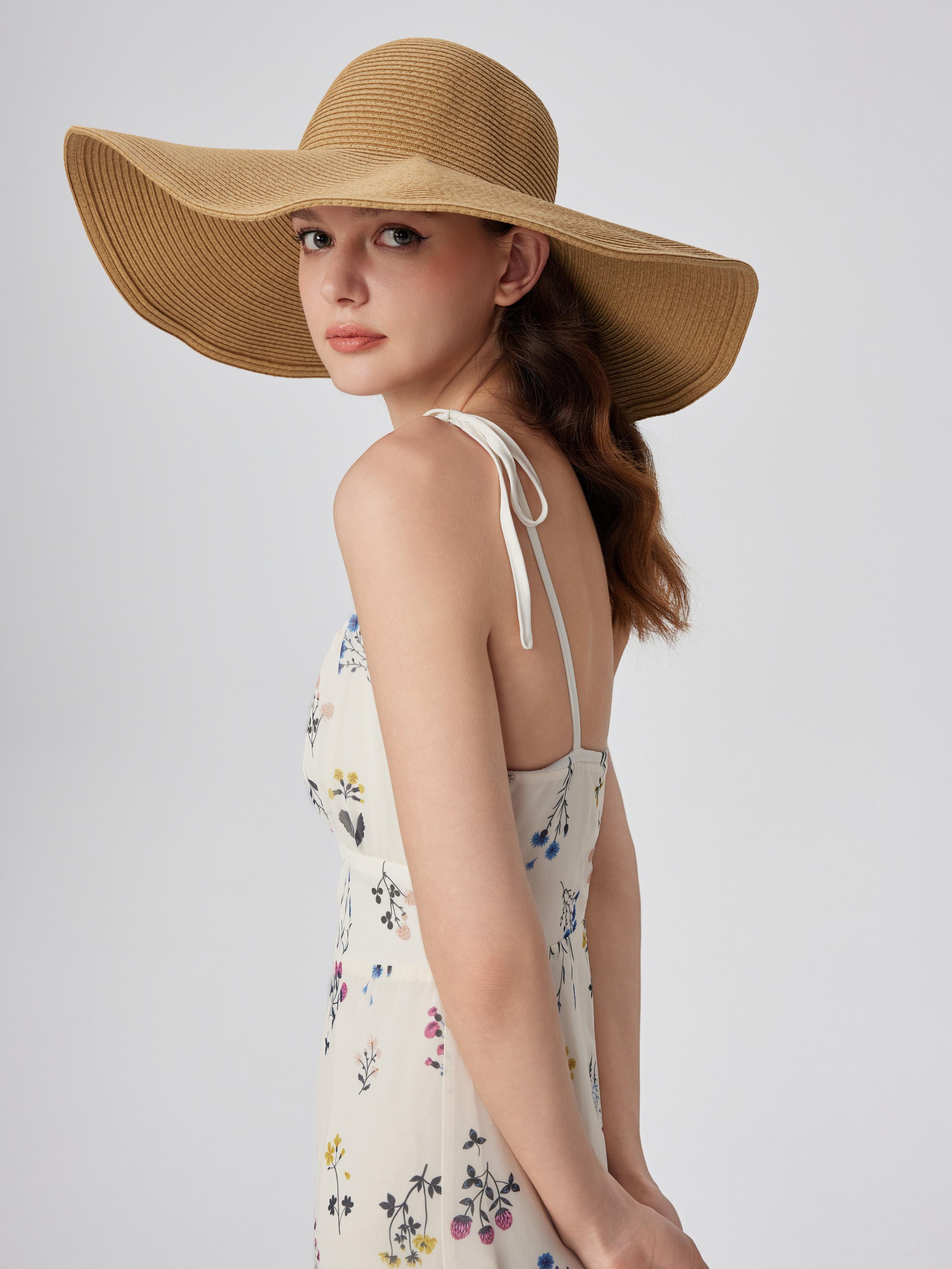 Solid Wide Brimmed Straw Hat product image