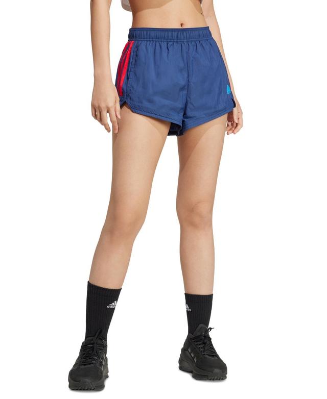 adidas Womens Tiro Cut 3-Stripes Graphic Shorts - Team Navy Blue 2/Better Scarlet Product Image