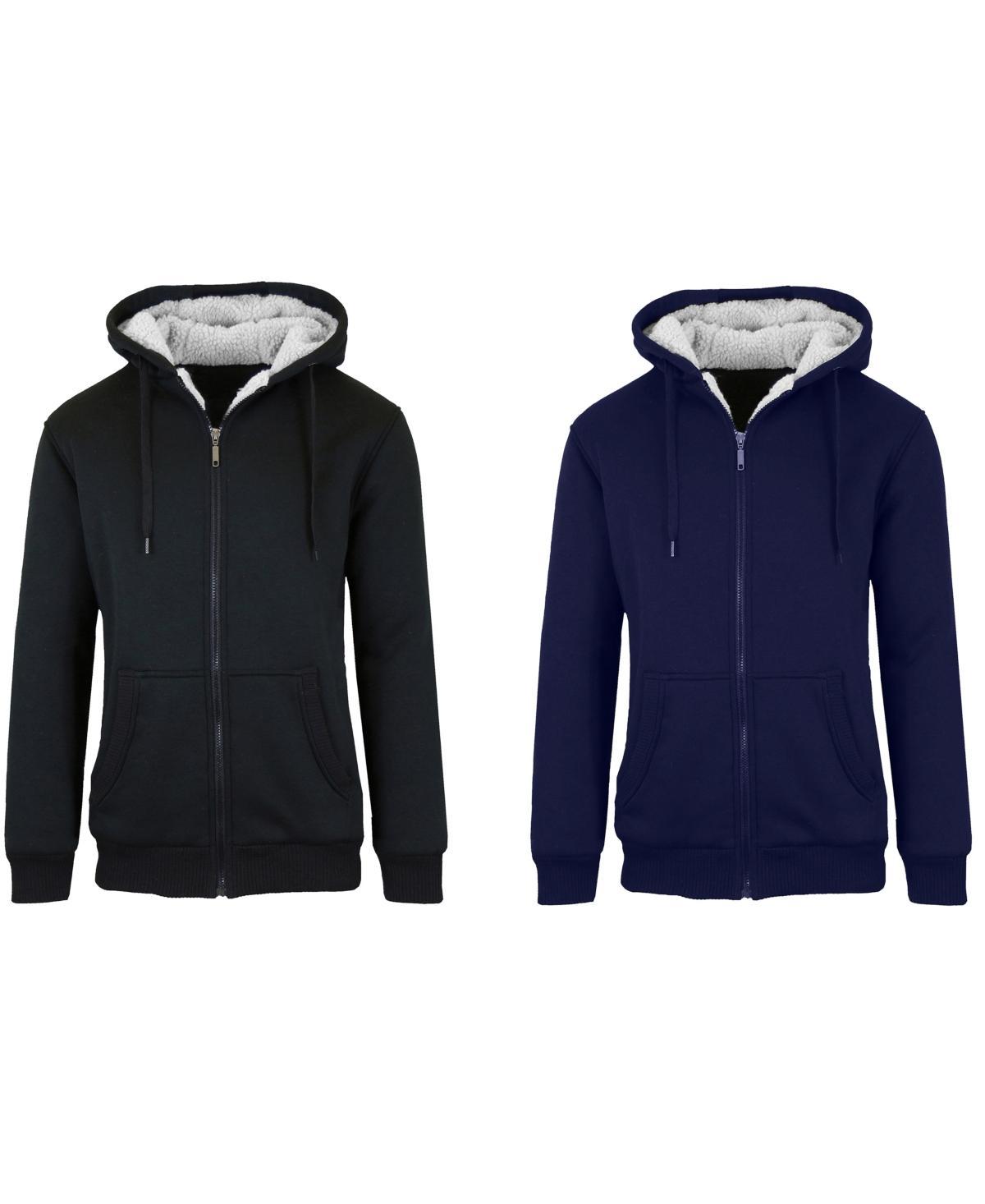 Q-Active Mens Modern Fit Sherpa Lined Fleece Zip-Up Hoodie, Pack of 2 - Charcoal Product Image