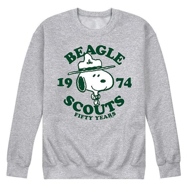 Mens Peanuts Beagle Scout 50 Years Fleece Sweatshirt Grey Gray Product Image