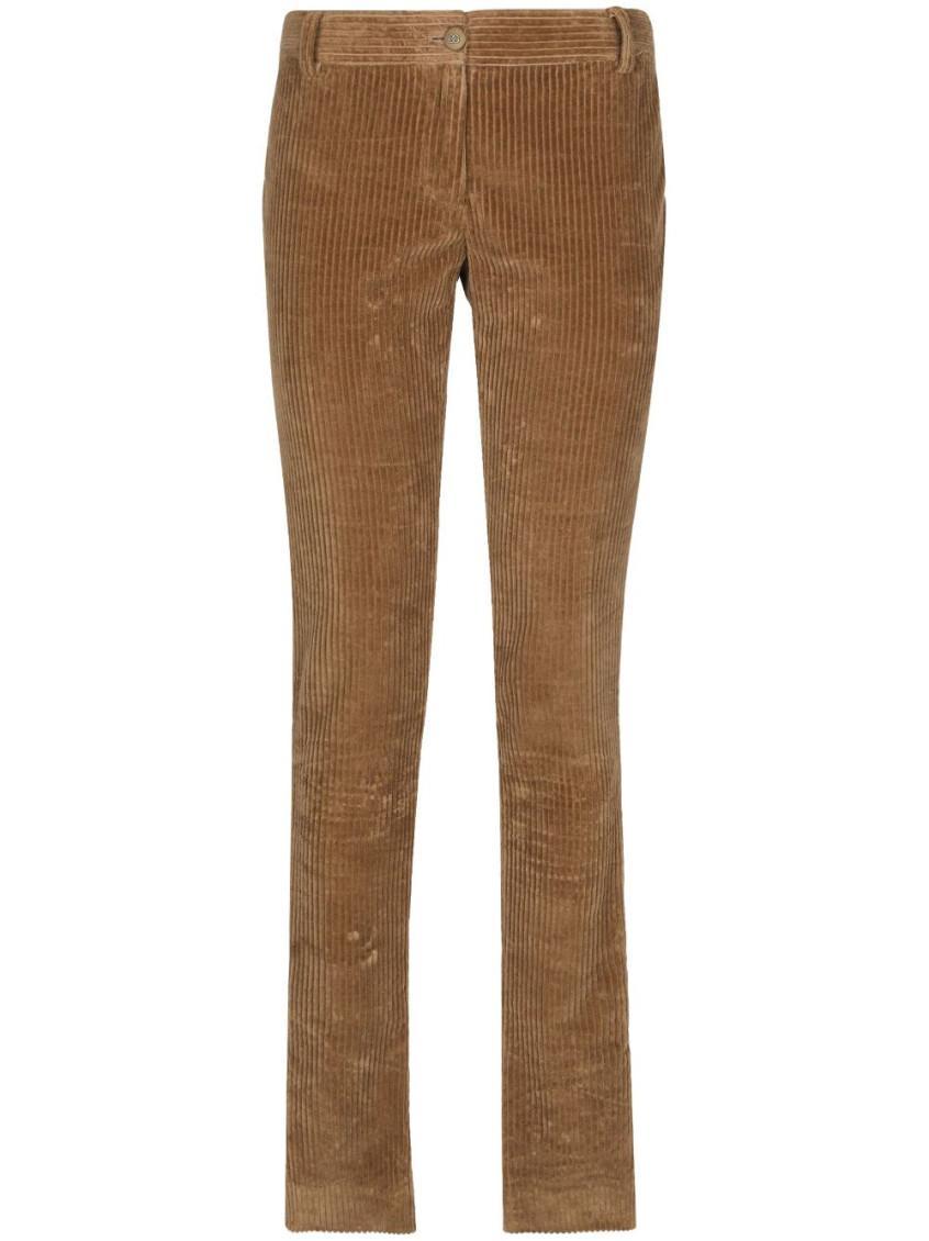 DOLCE & GABBANA Corduroy Bell-bottom Pants In Beige Product Image