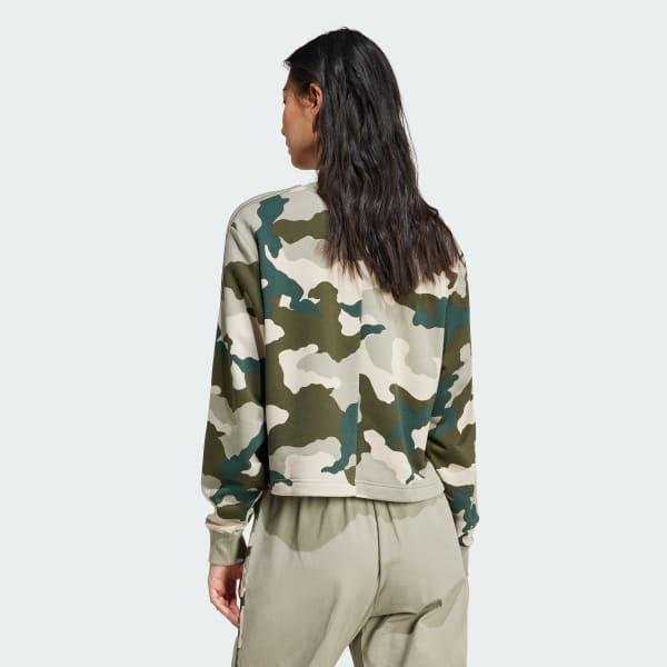 Essentials 3-Stripes Camo-Print Cropped Sweatshirt Product Image