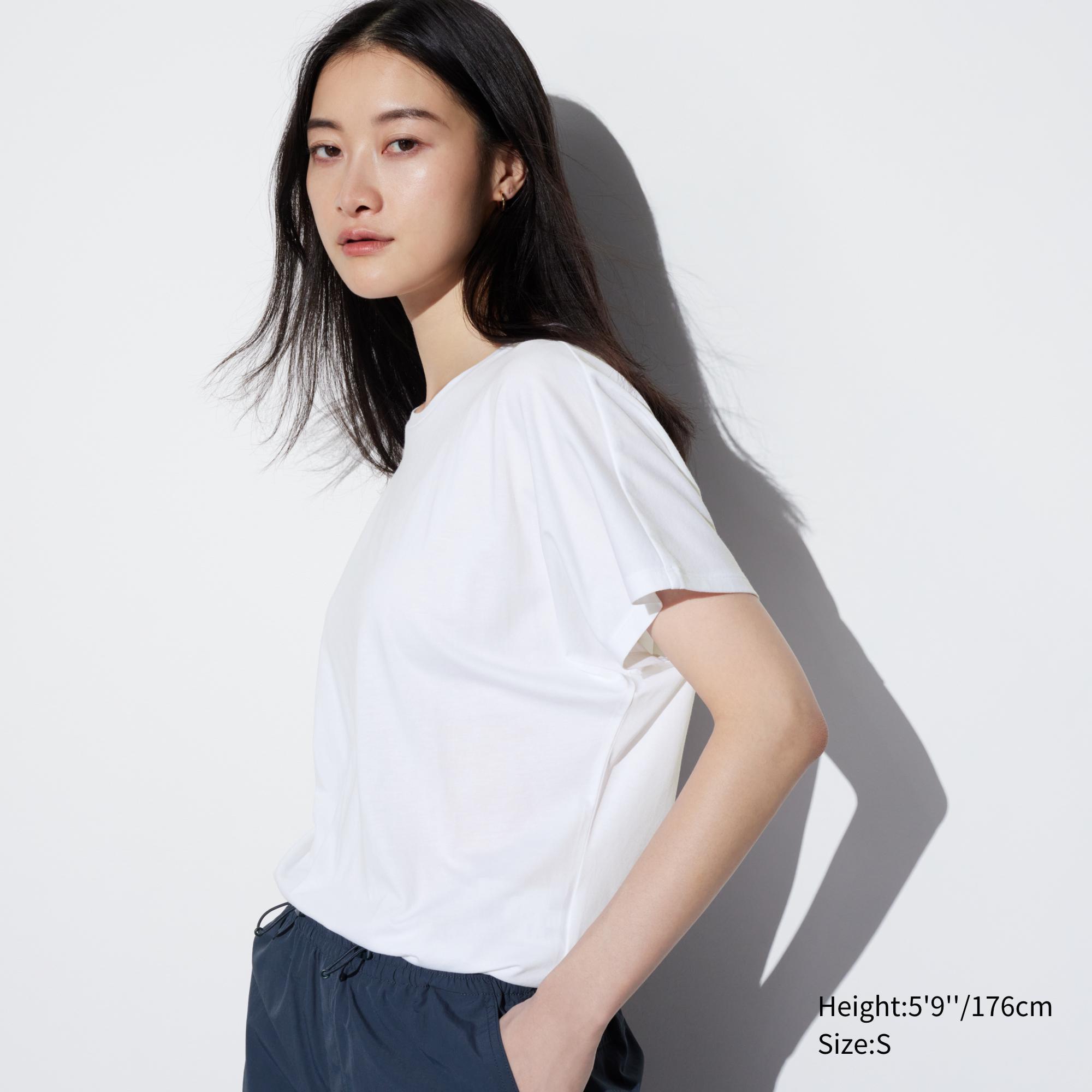 Womens Airism Drape Short Sleeve T-Shirt White Small UNIQLO US Product Image