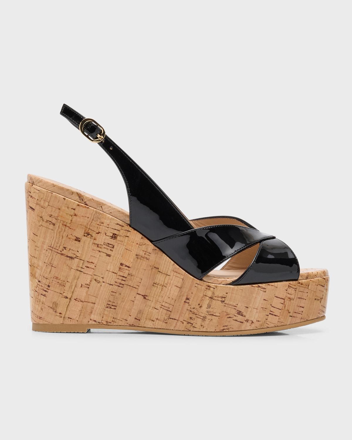 Carmen Patent Slingback Wedge Sandals Product Image