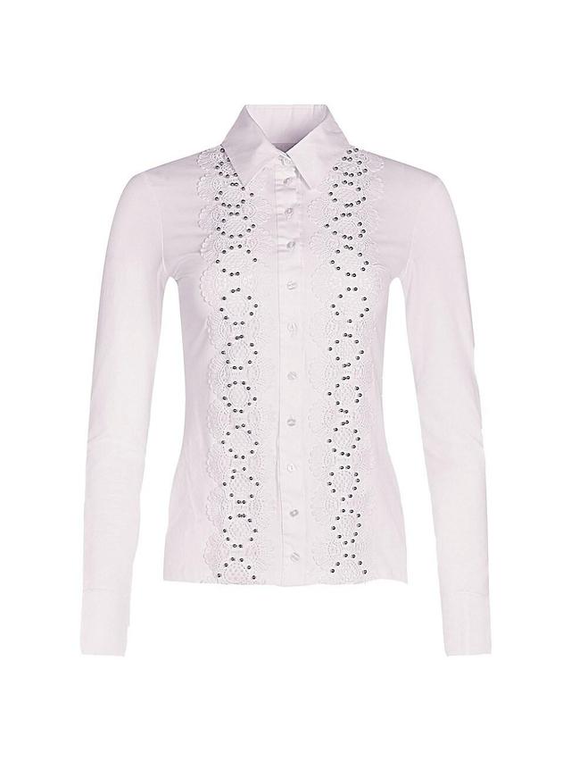 Womens Books Lace & Beaded-Trim Long-Sleeve Shirt Product Image