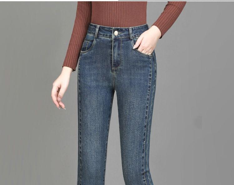 High Waist Washed Bootcut Jeans Product Image