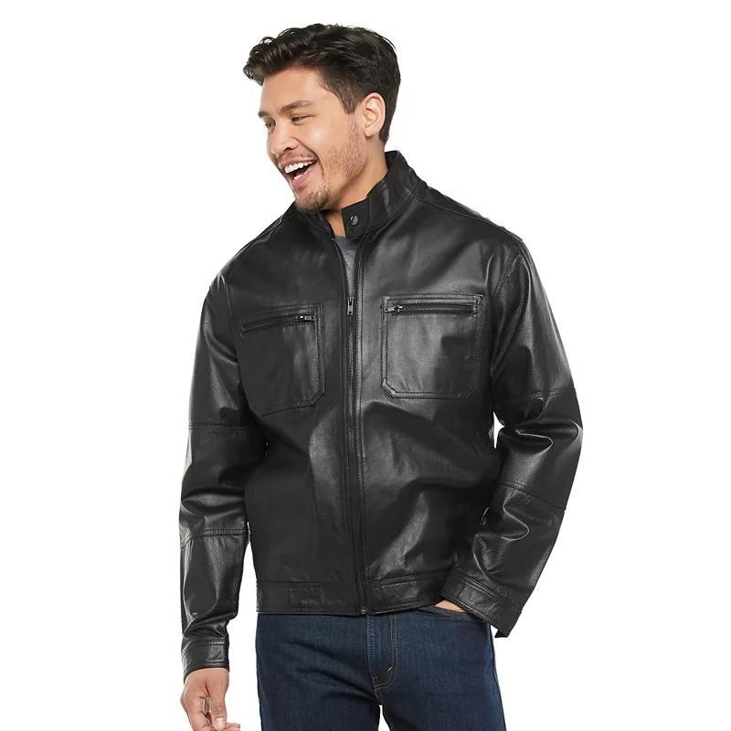 Mens Vintage Leather Moto Jacket Brown Product Image