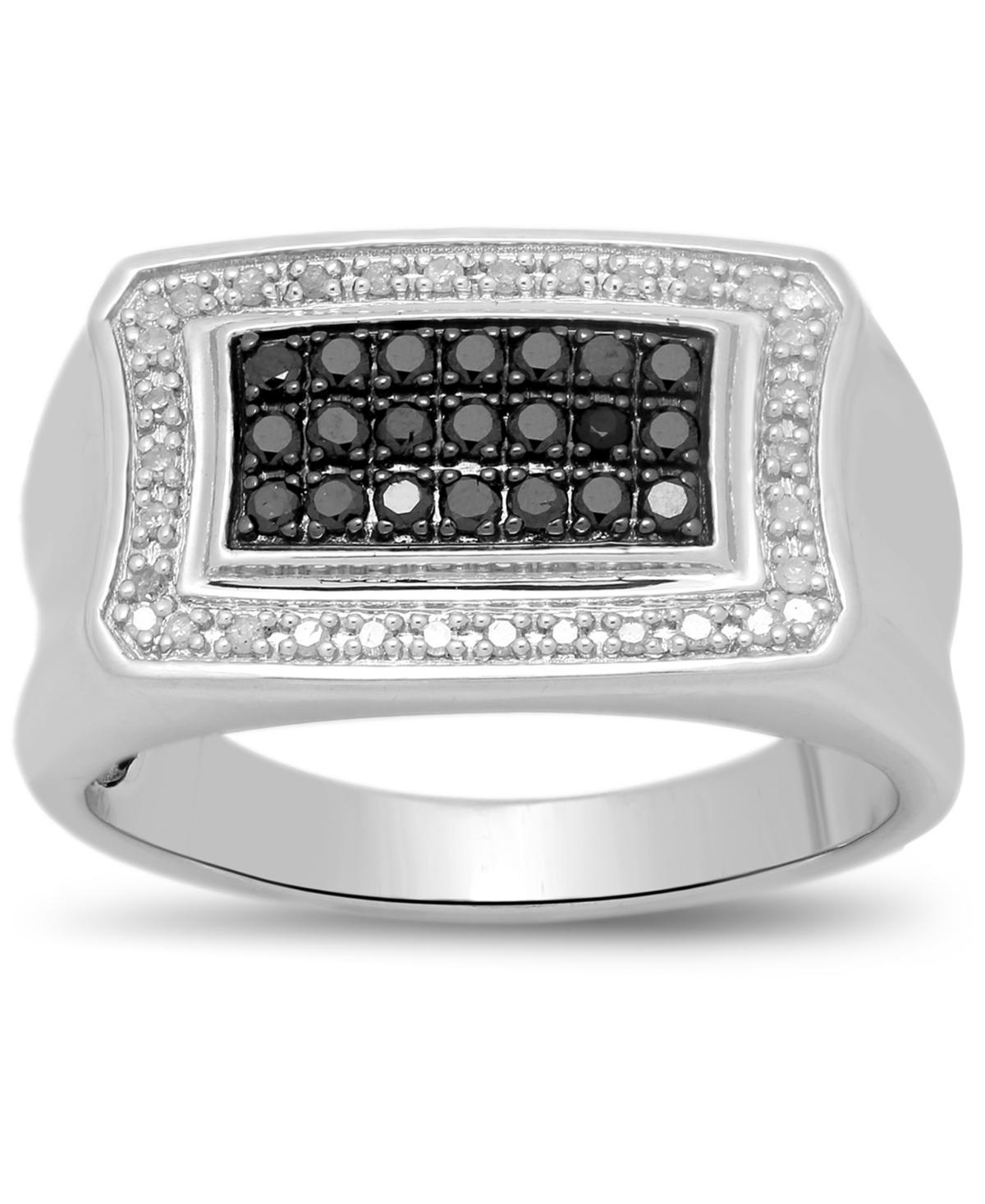 Mens Black & White Diamond Ring (1/2 ct. t.w.) in Sterling Silver Product Image