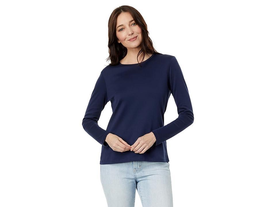 L.L.Bean Pima Crew Neck Long Sleeve (Raven ) Women's Clothing Product Image