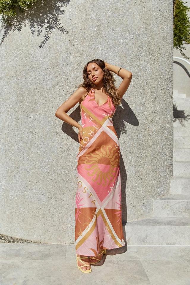 Hideaway Halter Maxi Dress Pink Product Image