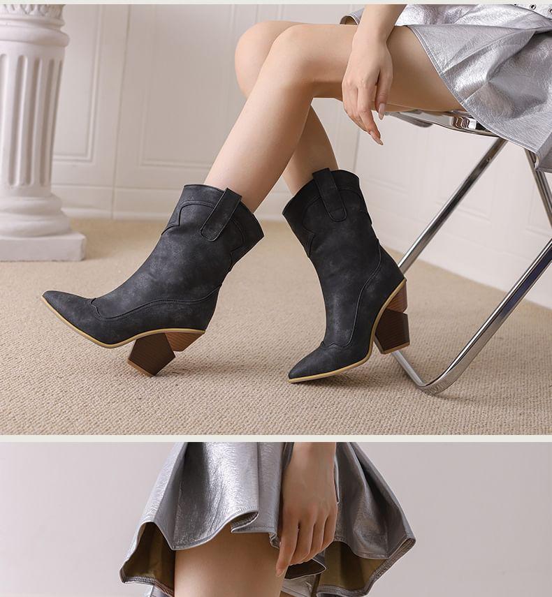 Block Heel Faux Leather Tall Boots Product Image