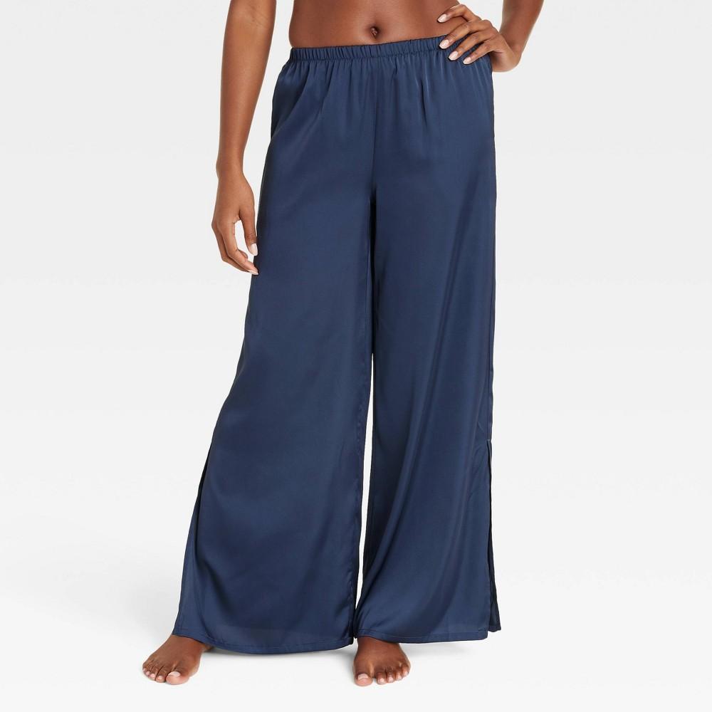 Womens Satin Pajama Pants - Auden Navy Blue XS Product Image