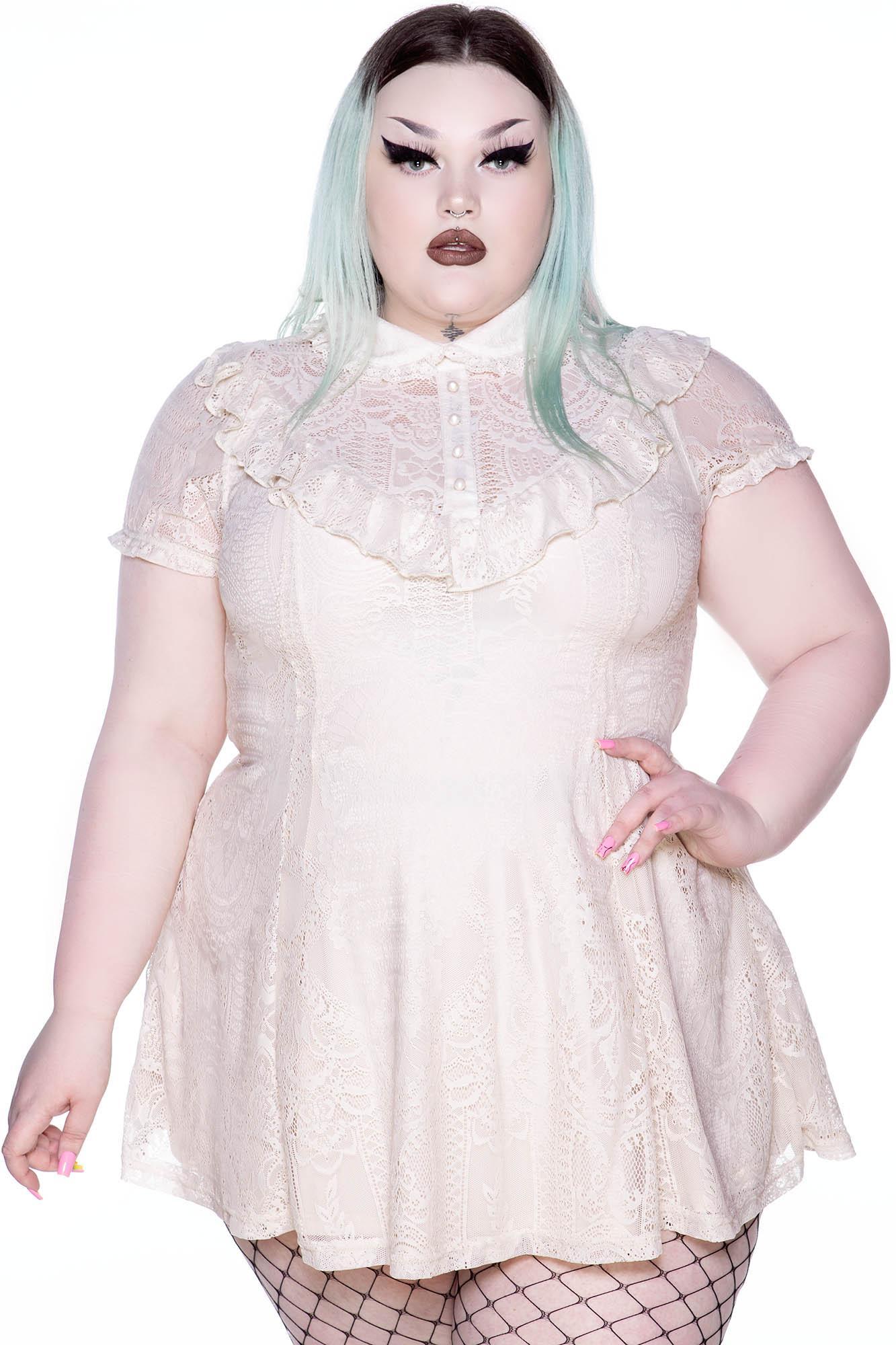 She's Laced Lace Dress [IVORY] [PLUS] Female Product Image