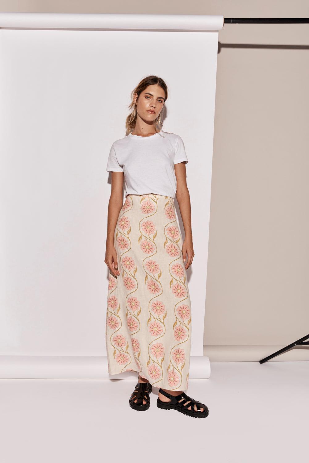 Ari Linen Maxi Skirt Bloom Product Image