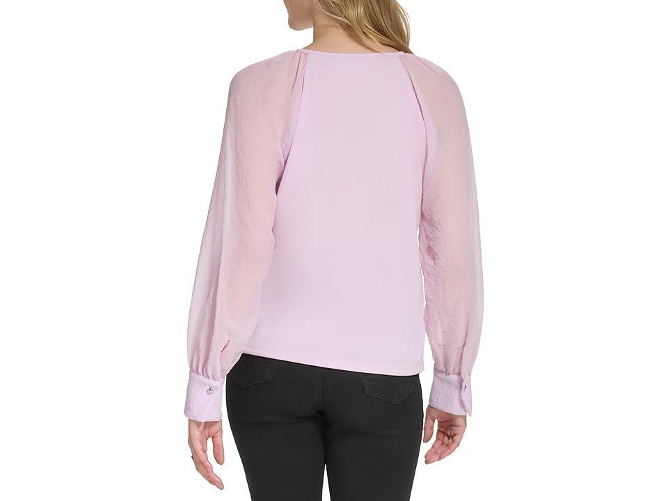 Calvin Klein Text Sleeve with Button Cuff (Cherry Blossom) Women's Clothing Product Image