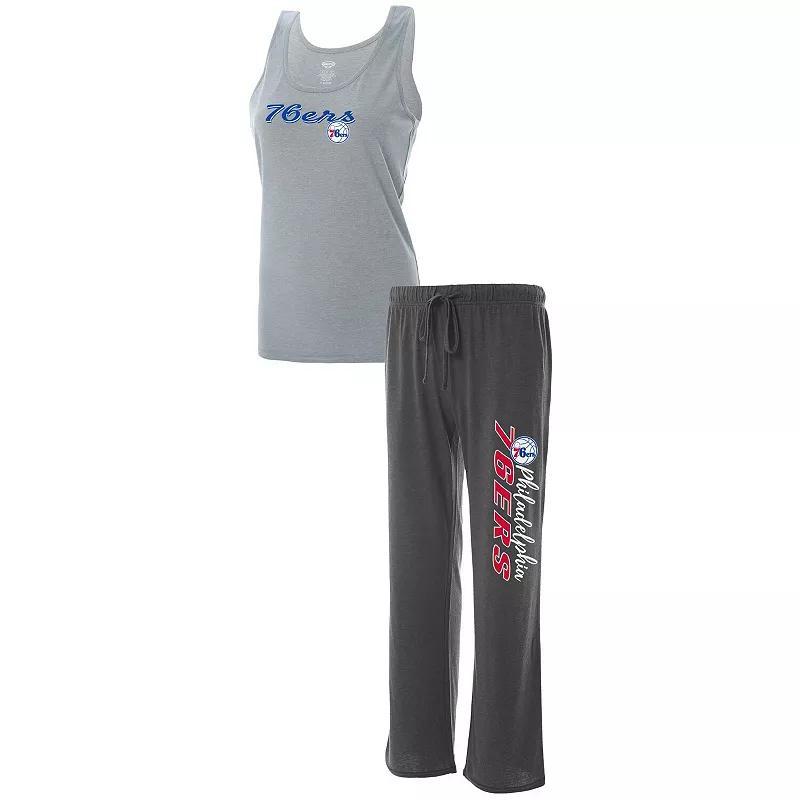 Womens Concepts Sport Heathered Gray/Heathered Charcoal Philadelphia 76ers Plus Size Tank Top & Pants Sleep Set Product Image