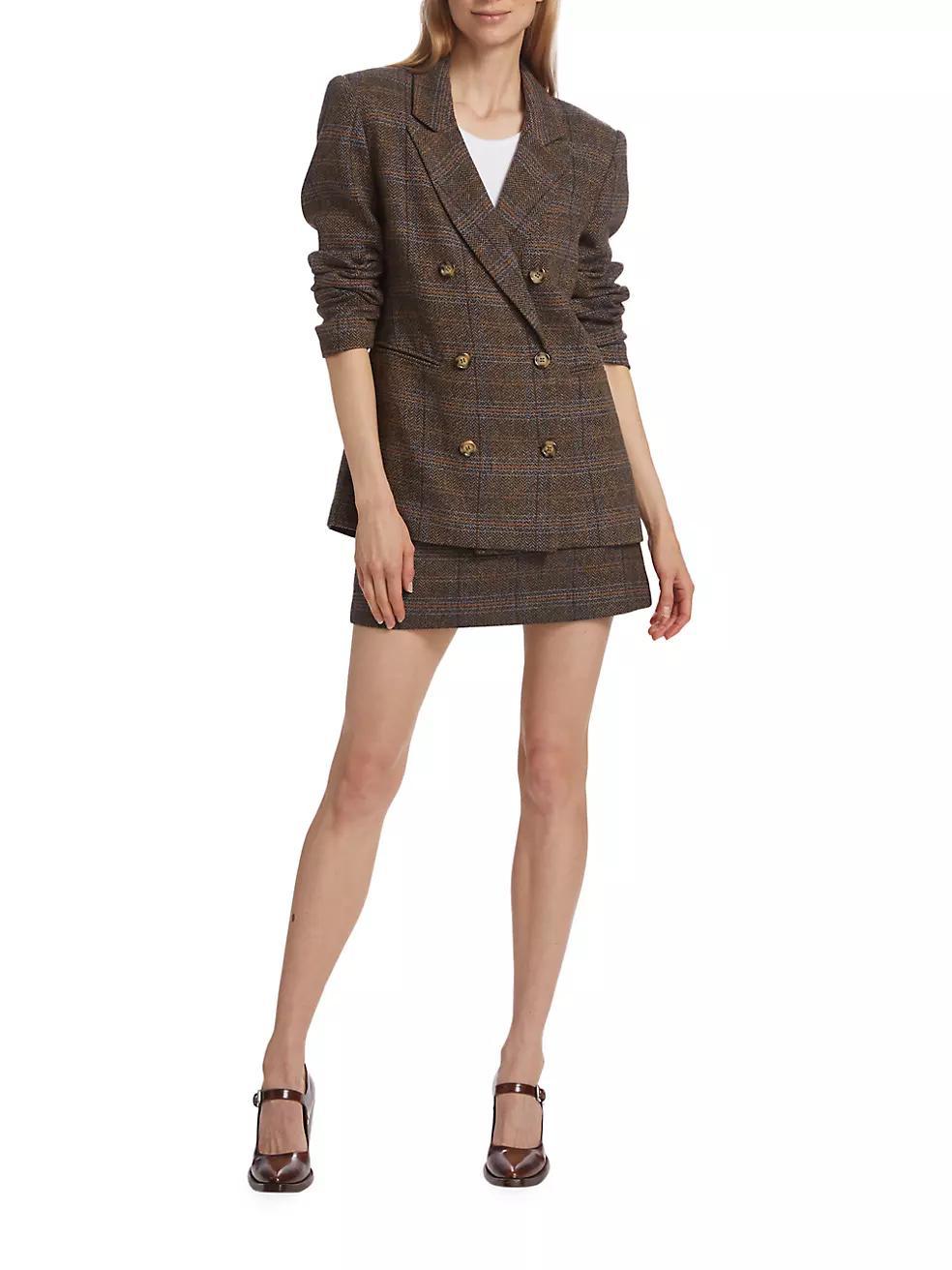 Brina Double-Breasted Plaid Blazer Product Image