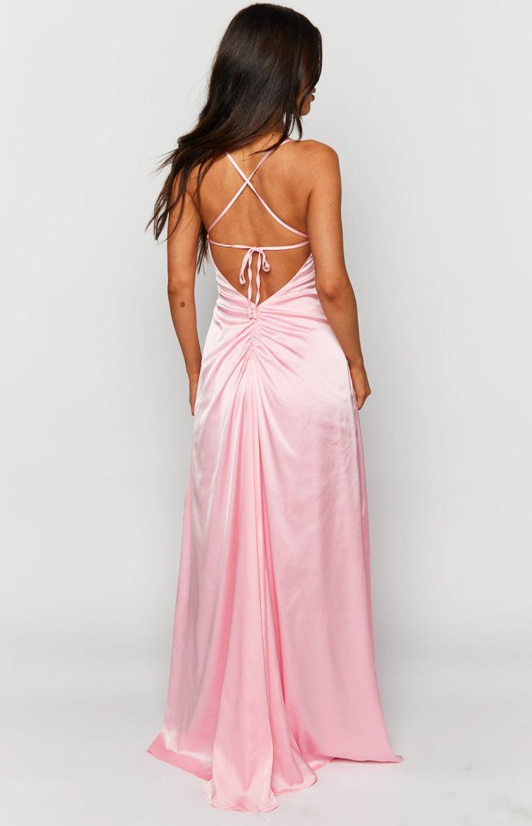 Blaise Pink Satin Maxi Dress Product Image