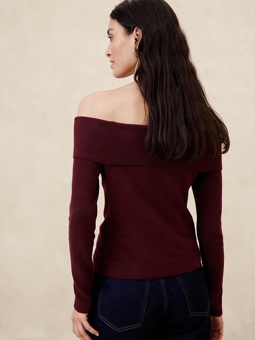 Off -The-Shoulder Pullover Sweater Product Image