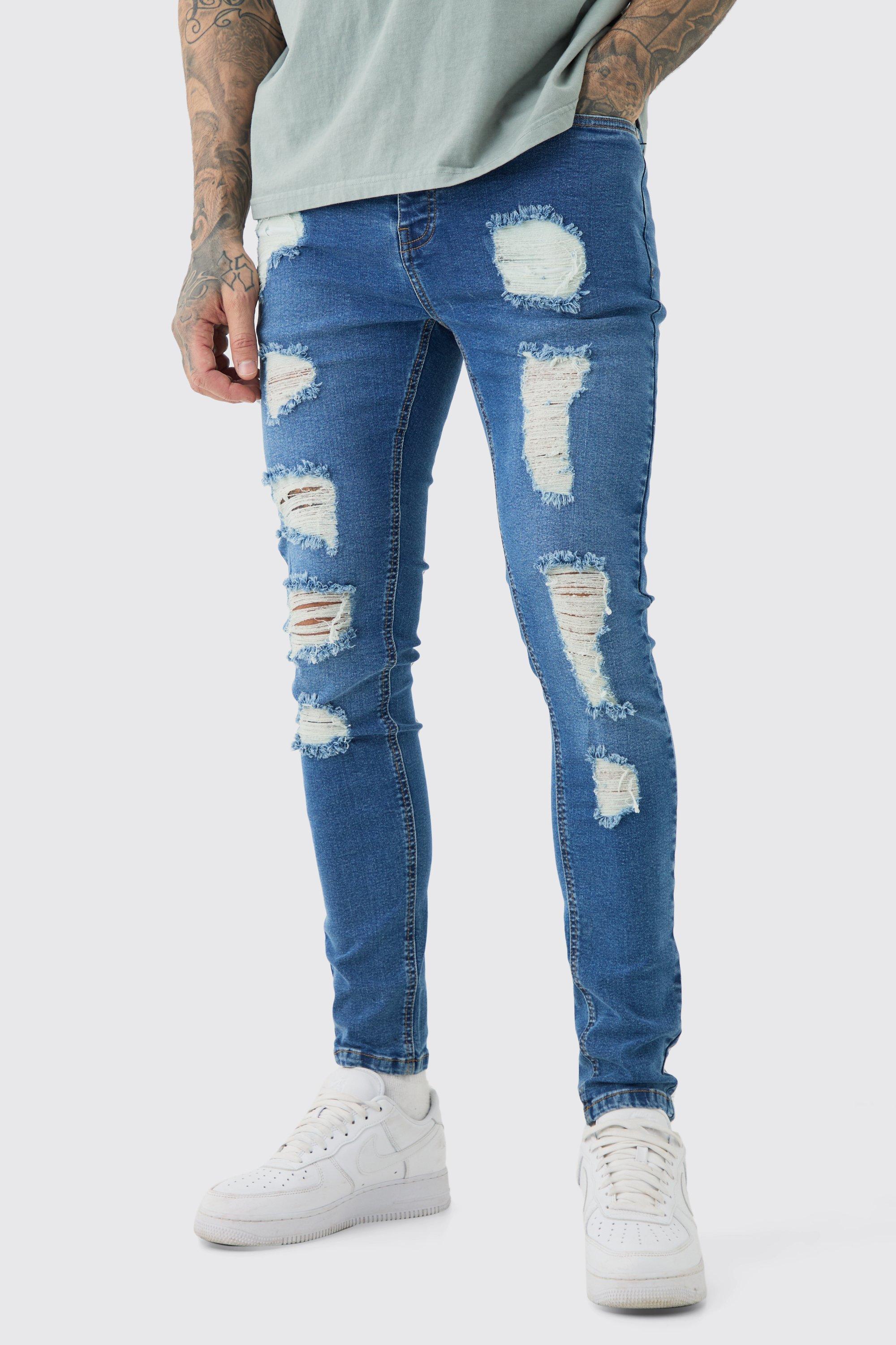 Tall Skinny Stretch All Over Rip Jean | boohooMAN USA Product Image