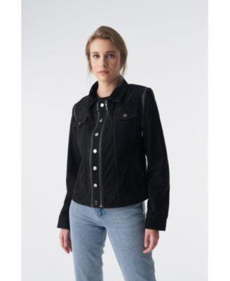 Women's Detachable Sleeves Biker Jacket and Waistcoat, Black Product Image