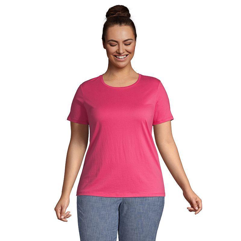 Plus Size Lands End Relaxed Supima Cotton Crewneck Tee, Womens Product Image