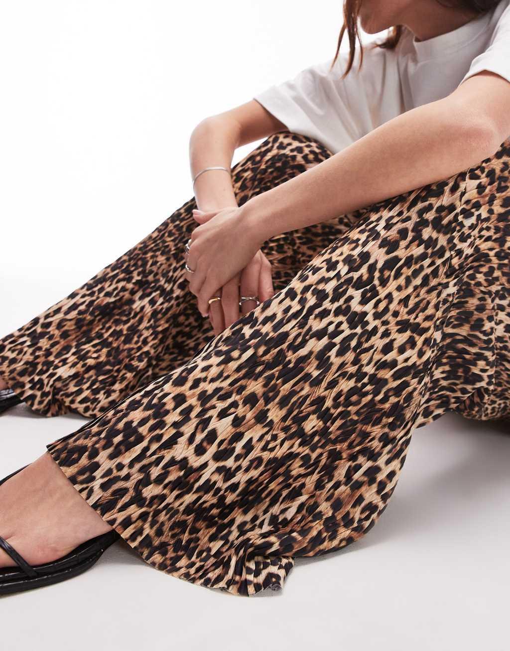 Topshop leopard print plisse pants Product Image