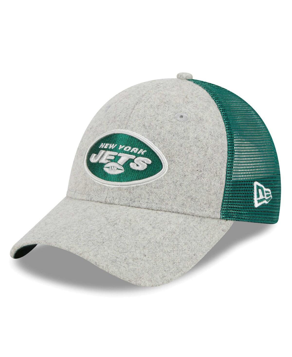 Mens New Era Heather Gray/Green New York Jets Pop Trucker 9FORTY Adjustable Hat Product Image