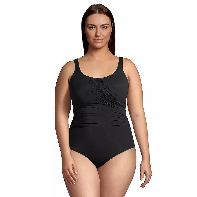 Plus Size Lands End SlenderSuit DD-Cup Tummy Control One-Piece Swimsuit Print, Womens Product Image