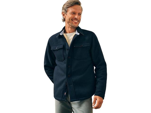 Faherty High Pile Fleece Lined Wool CPO (Navy Shadow Twill) Men's Jacket Product Image