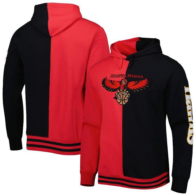 Mens Mitchell & Ness /Black Atlanta Hawks Hardwood Classics Split Pullover Hoodie Product Image