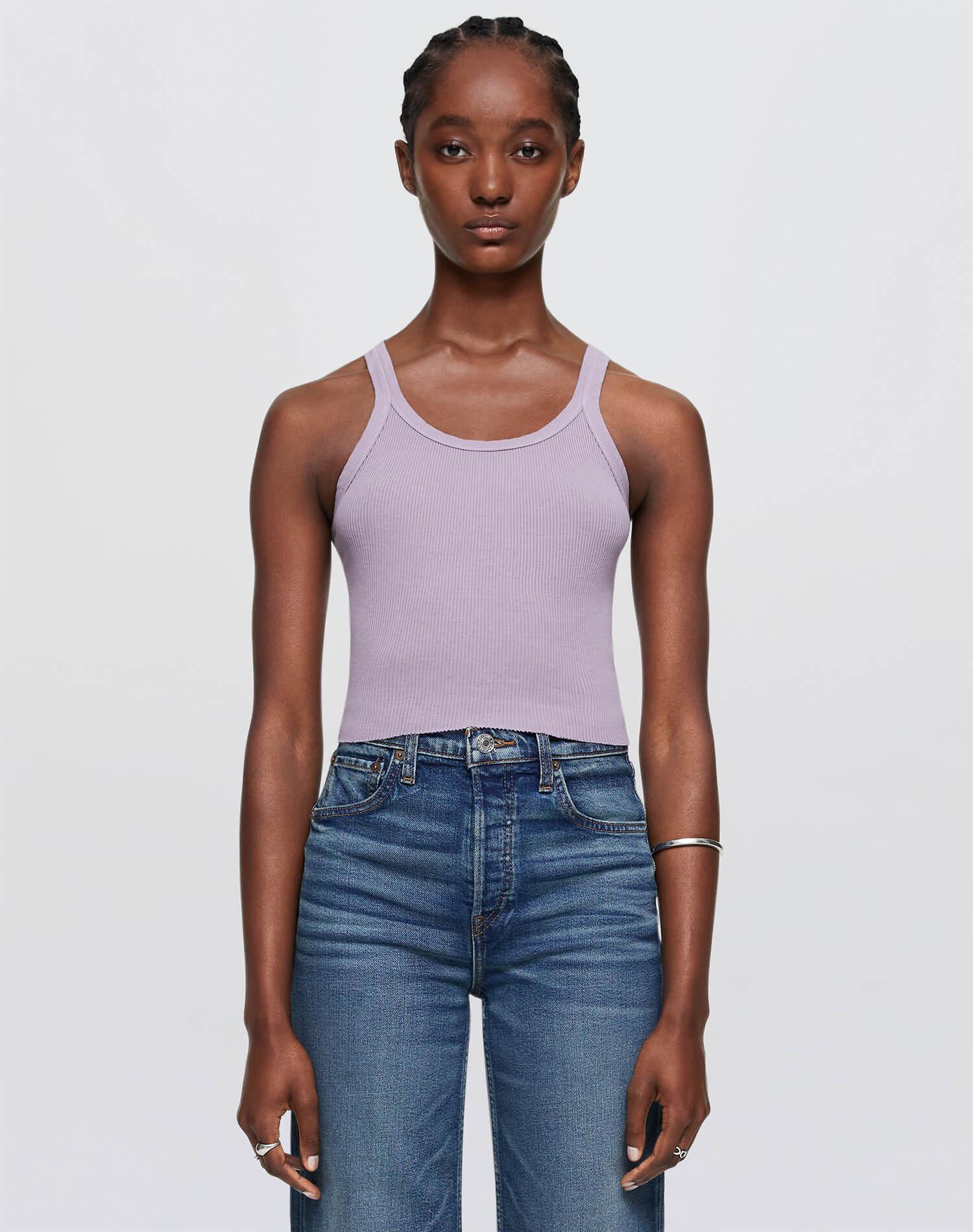 Hanes Cropped Ribbed Tank - Lavender Product Image