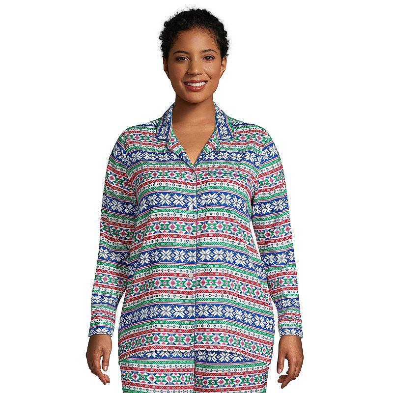 Plus Size Lands End Long Sleeve Flannel Pajama Top, Womens Product Image