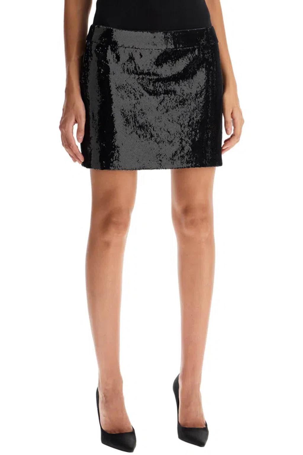 DOLCE & GABBANA Sequin Mini Skirt In Black Product Image