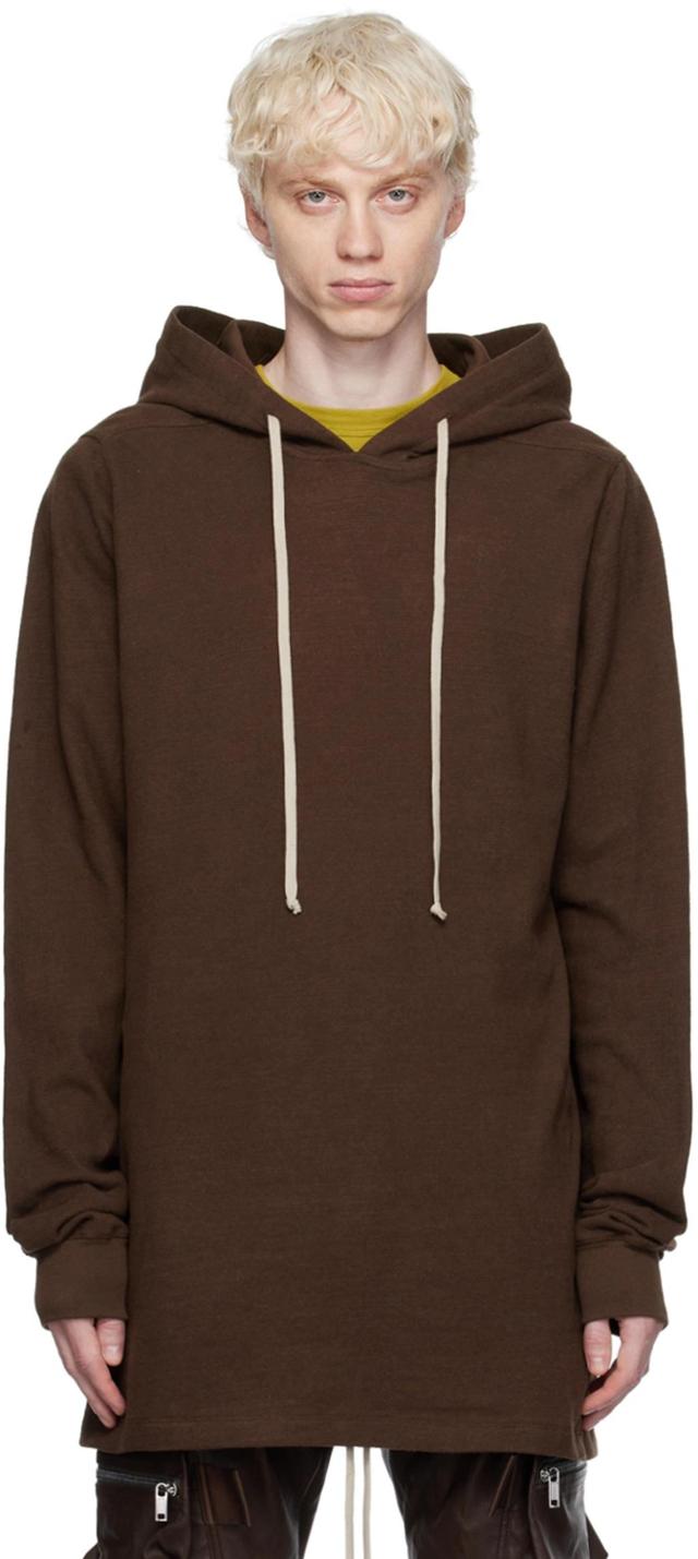 Long Sleeved Drawstring Hoodie In 04 Brown Product Image