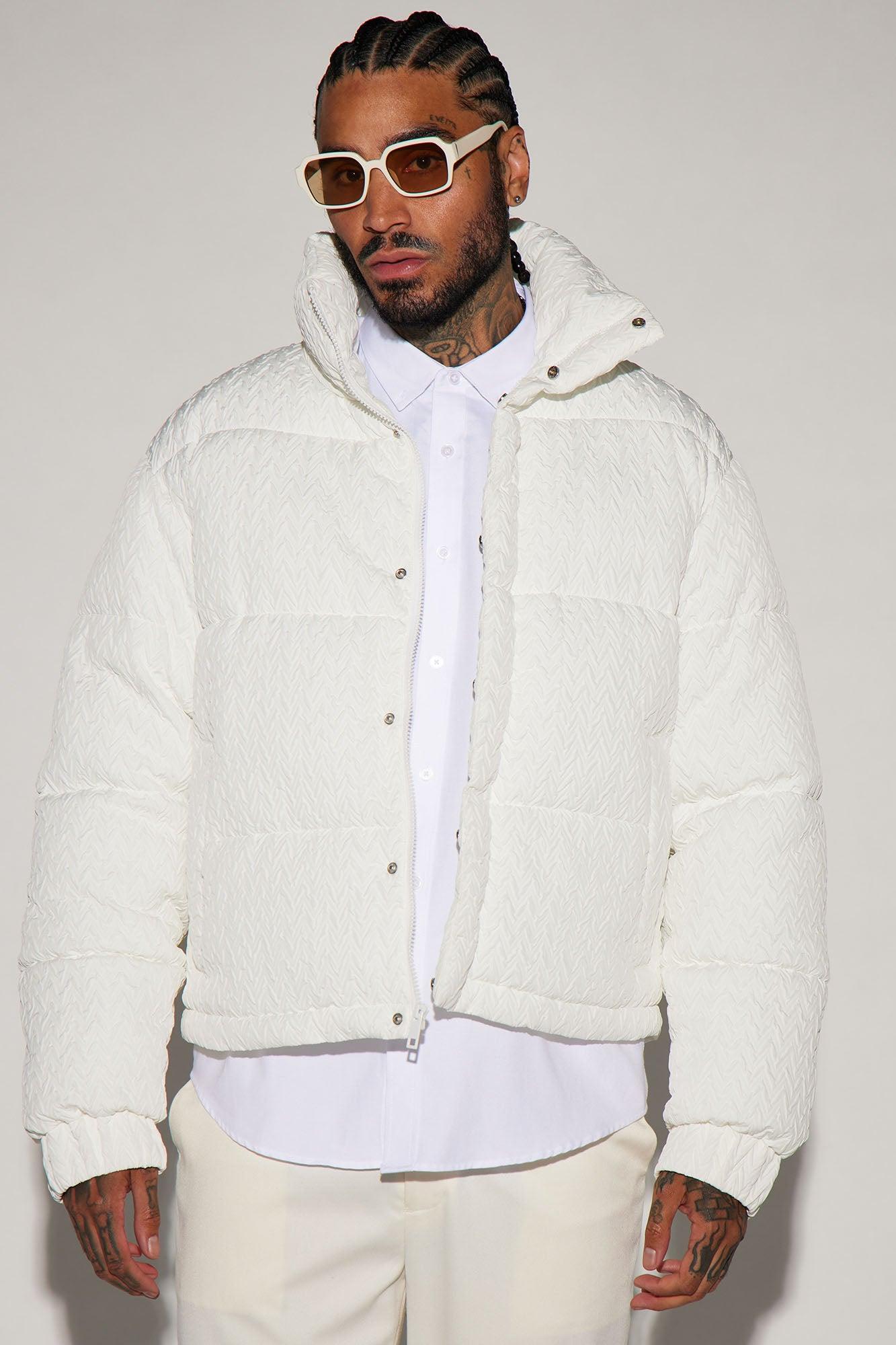 Apex Textured Nylon Puffer Jacket - White Product Image