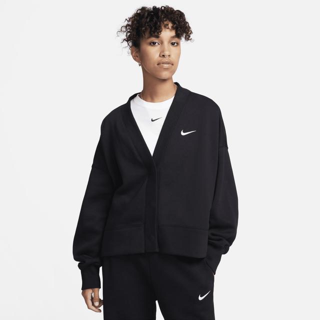 Nike Womens Nike NSW Phoenix Fleece OOS Cardigan - Womens Black/Sail Product Image