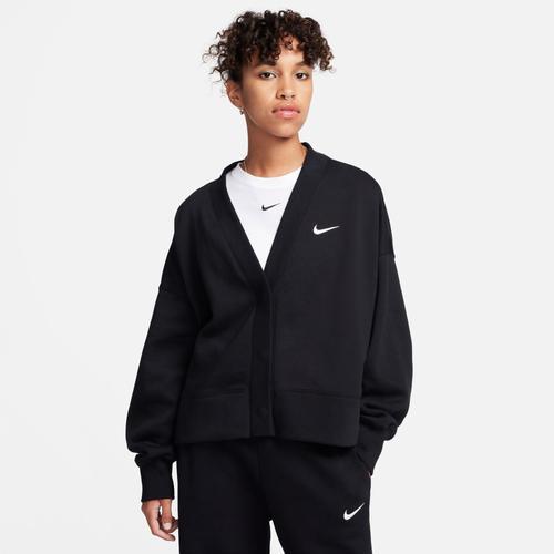 Nike Womens Nike NSW Phoenix Fleece OOS Cardigan - Womens Black/Sail Product Image