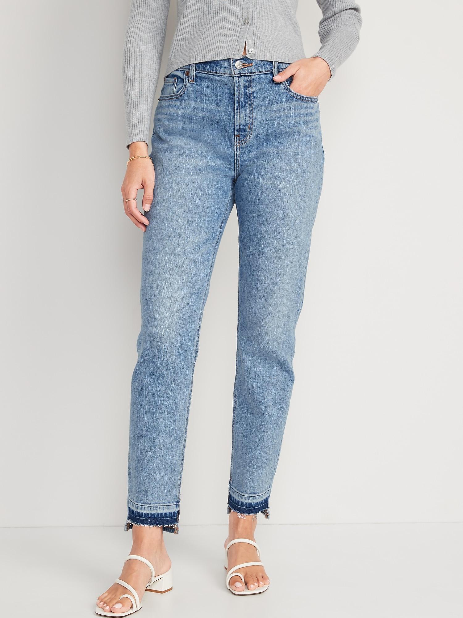 Mid-Rise Boyfriend Straight Cut-Off Jeans Product Image